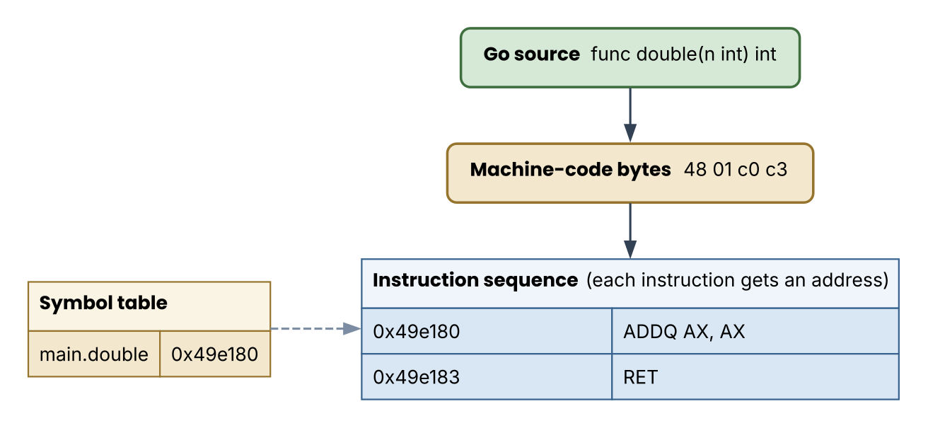 From source to machine code, and symbols