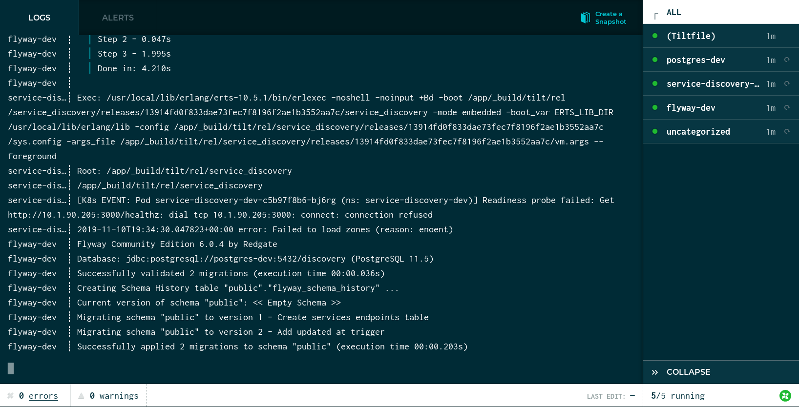 TiltのWeb UI画面